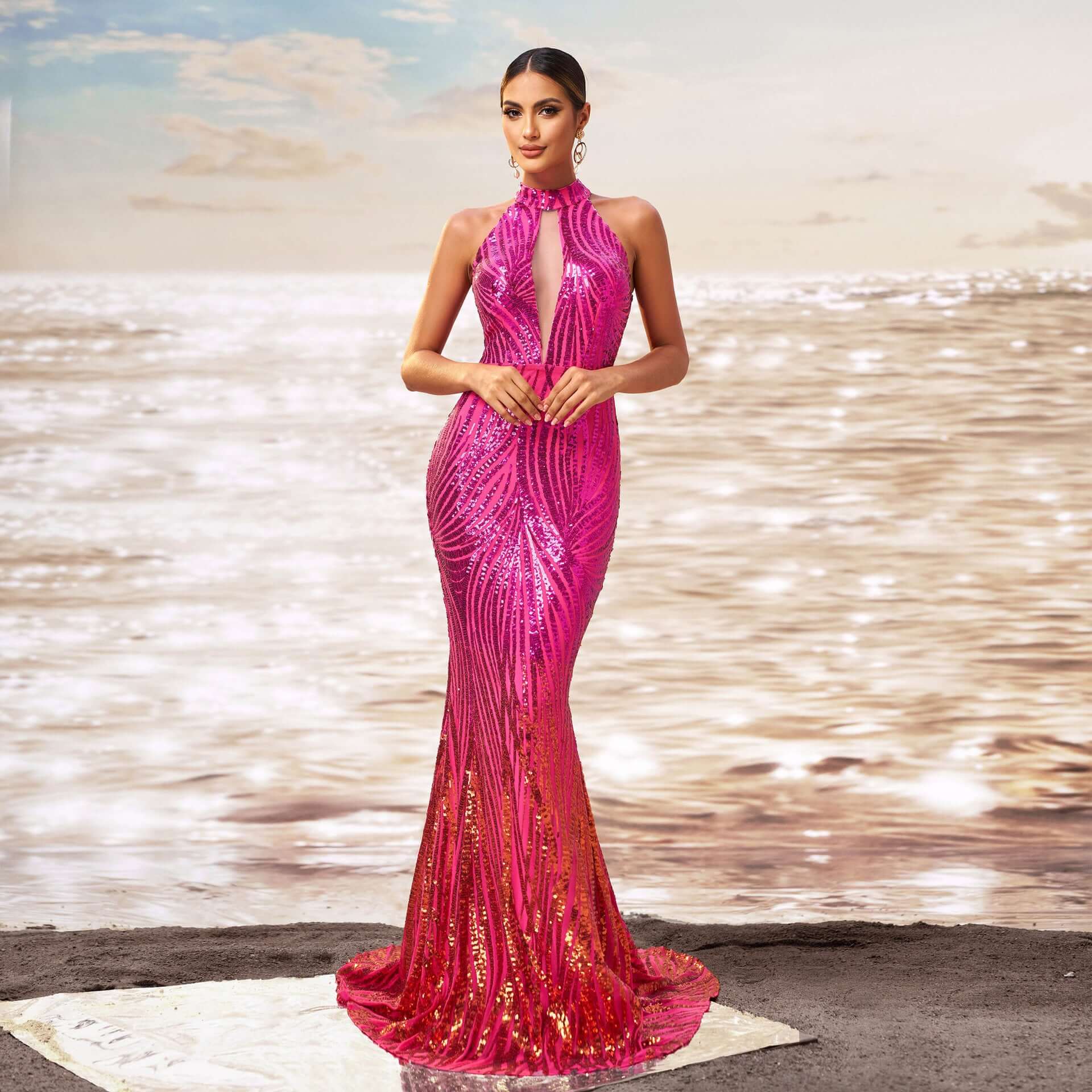 mermaid dress for women Gowns Sequined Elegant Off Shoulder- Looks Elegant Best White Dresses for It is made by campaign_denim-edit Color:Dark_Olive_Green