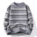 Men's Sweater Pullover Knitted Elegant Striped Thickened Winter Knitwear
