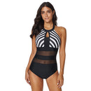 Women's swimsuit one-piece elegant backless striped