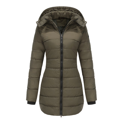 Women's jacket padded waterproof cotton hooded long sleeves zipper