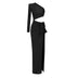 Women's dress sloping shoulders elegant high slit long sleeves