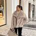 Women's Elegant Faux Fur Coat Shawl Collar Fluffy Plush Short Jacket