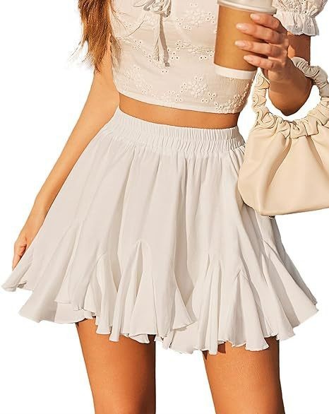 Woman's Min skirt fluid bohemian ruffled elegant pleated