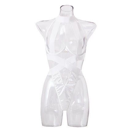 Buy white Women's lingerie crotchless sexy elegant Nylon clothing