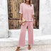 Women's Sets Elegant Striped Knitted Sexy top Straight Trousers