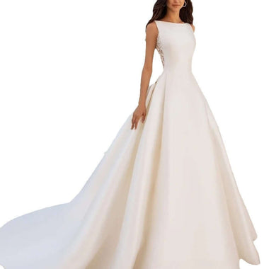 Women's wedding dress Elegant retro satin Slim Trailing Gown Bridal Simple