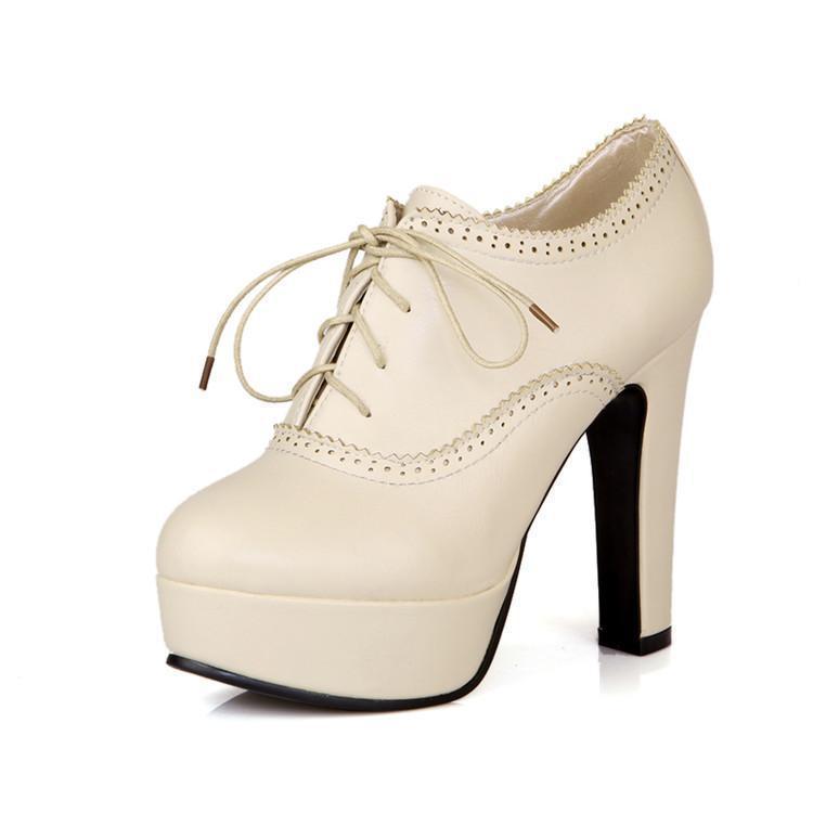 Women's Shoes lace-up elegant stiletto heels pumps round toe