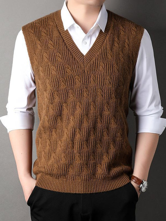 Men's Vest Elegant Knitted Woolen Twisted Loose Sleeveless Business