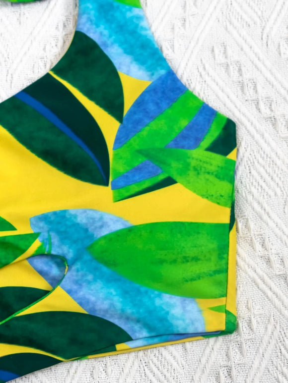 Traje de baño de mujer de una pieza push up estampado elegante 