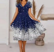 Minivestido para mujer escote en V estilo bohemio con estampado floral