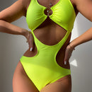 Women's swimwear one-piece elegant drawstring backless