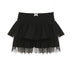Women's mini skirt pleated overlay lace elegant sweet