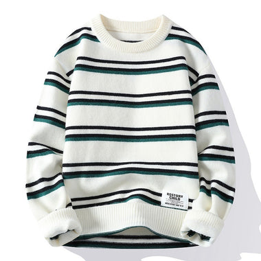 Men's Sweater Pullover Knitted Elegant Striped Thickened Winter Knitwear