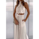 Women's 2-Piece Sleeveless Top And Wide-Leg Pants Set Summer Outfit