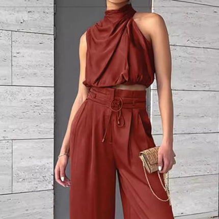 Women's 2-Piece Sleeveless Top And Wide-Leg Pants Set Summer Outfit