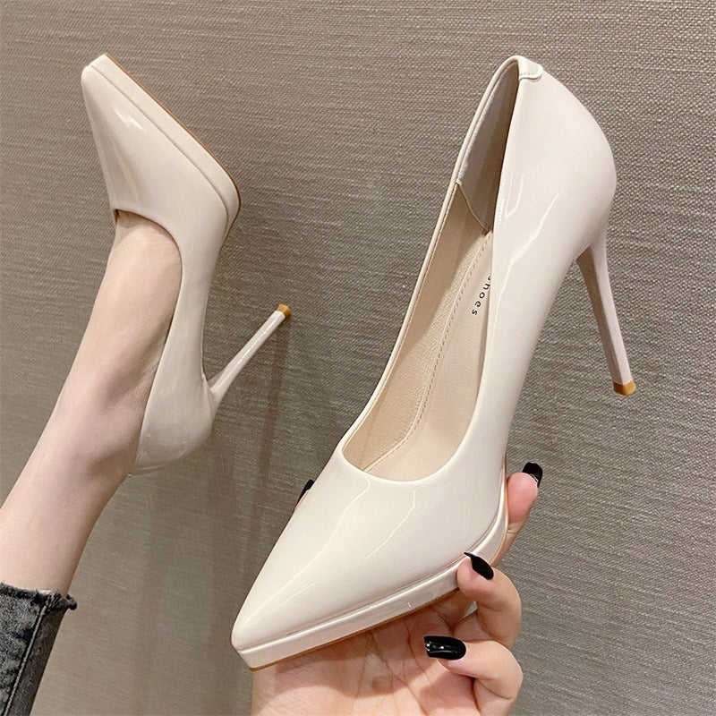 Women Shoes sexy Patent Leather, pointed stiletto high heels, office