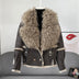 Women's coat elegant in rabbit fur sheepskin collar warm streetwear