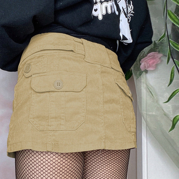 Women's mini skirt cargo elegant denim