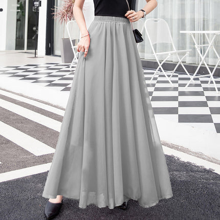 Women's long skirt elegant chiffon princess pleats