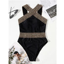 Women's swimwear one-piece elegant solid color