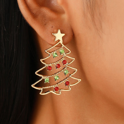 Women's earrings shaped like a Christmas tree  elegant in colored zircon