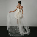 Women’s Short Wedding Dress Elegant Off Shoulder Satin Draped Bridal Gown