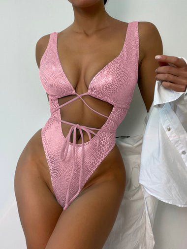 Women's Swimwear One Piece elegant with Straps and Lace-Ups