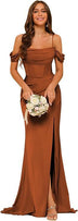 Women’s Mermaid Gown Bridesmaid Satin Off Shoulder 