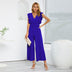 Women's short sleeve jumpsuits, long wide pants, sexy, elegant, summer