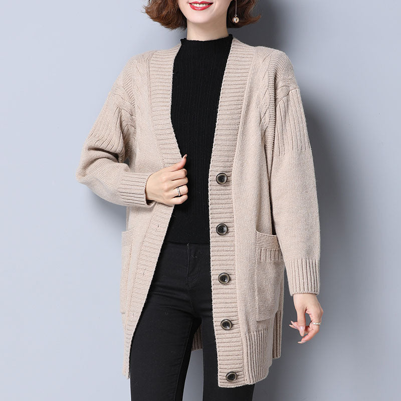 Women's Cardigan sweater knitted single-breasted elegant soft, solid