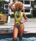 Women's swimsuit one-piece elegant floral printed