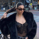 Women's Elegant Faux Fur Coat Shawl Collar Fluffy Plush Short Jacket-4