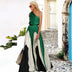Women's Pleated Printed Long Dress, Strapless Contrast Stitching