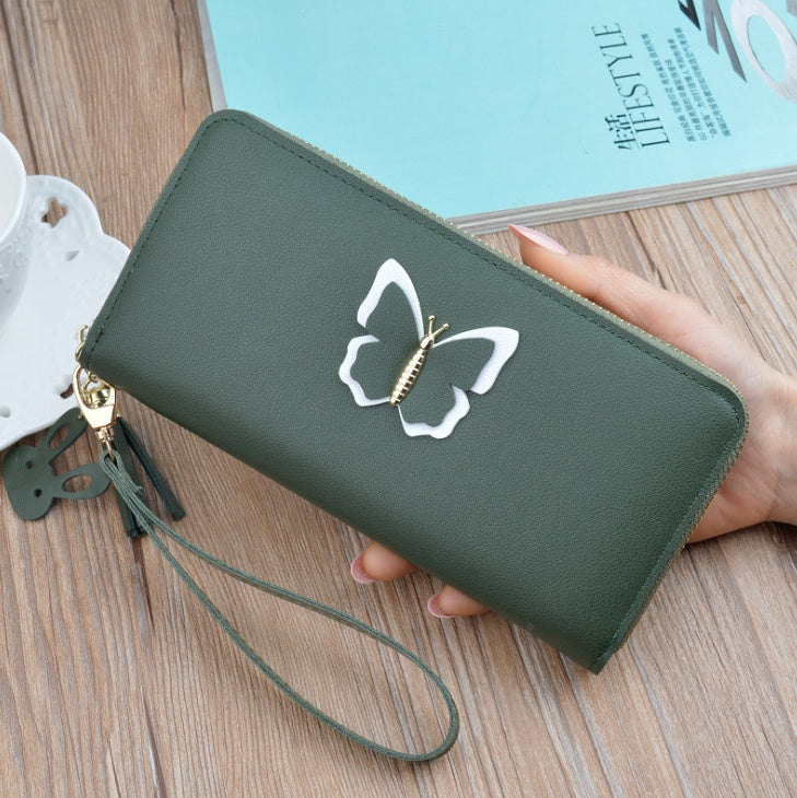 Women's long wallet PU leather elegant Zipped Coin Purse