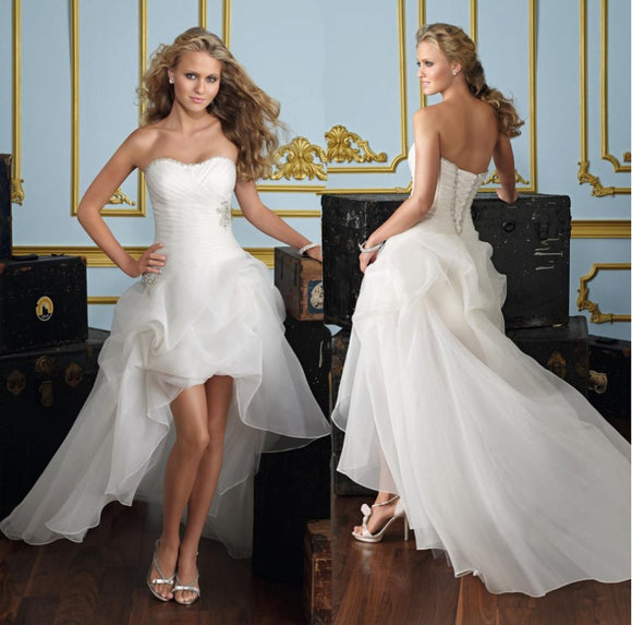 Women’s Elegant Long Wedding Dress Front Short Bridal Gown