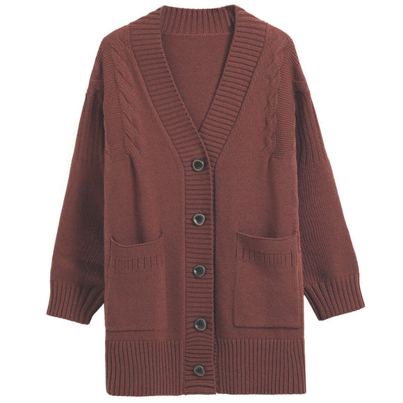 Women's Cardigan sweater knitted single-breasted elegant soft, solid