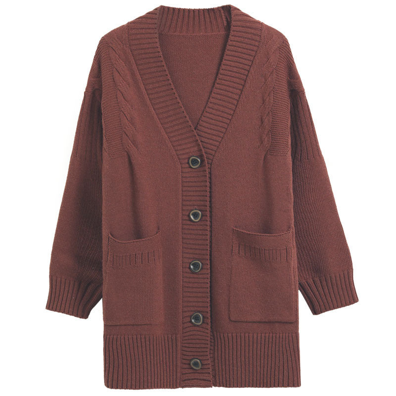 Women's Cardigan sweater knitted single-breasted elegant soft, solid