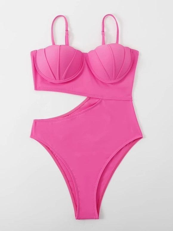 Women's swimwear one-piece European and American solid color