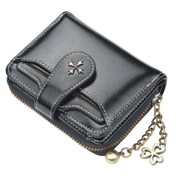 Women's wallet leather elegant buckle closure