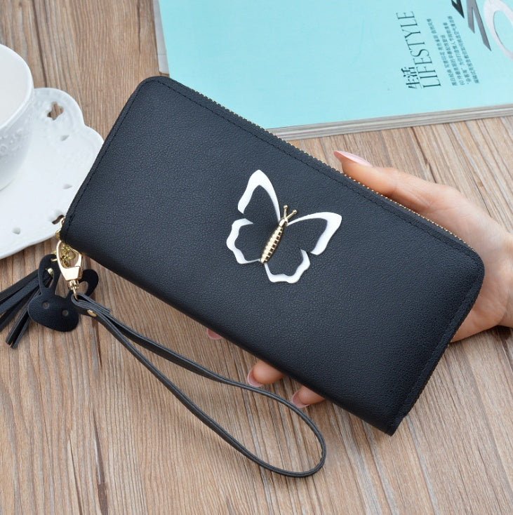 Women's long wallet PU leather elegant Zipped Coin Purse