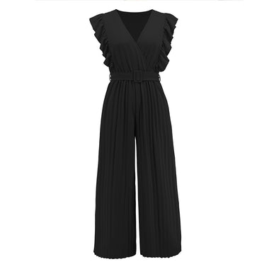 Women's short sleeve jumpsuits, long wide pants, sexy, elegant, summer