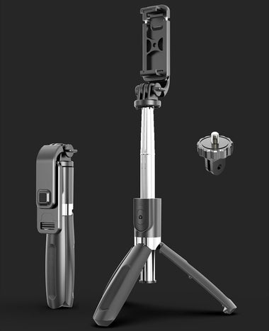 Buy black Compatible Apple Bluetooth Selfie Stick Tripod Universal Mobile Live Bracket