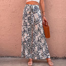 Women's Tie-Waist Floral Wide Leg Pants, Summer Trousers, Printed