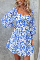 Women’s Sexy Mini Dress Square Neck Elegant Long Sleeves