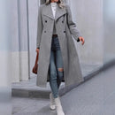 Women's Elegant Woolen Coat Long Slim Fit Warm-5