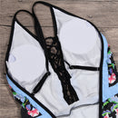 Women's swimwear one-piece elegant floral print-4