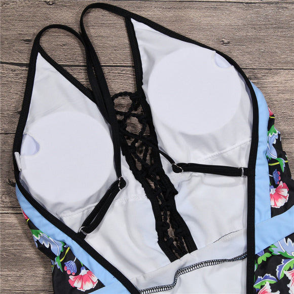 Women's swimwear one-piece elegant floral print
