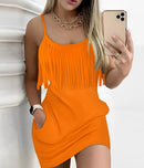 Women's mini dress matching pockets, casual, straight and printed