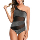 Women's swimwear one-piece elegant one-shoulder mesh