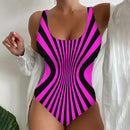 Women's swimsuit one-piece elegant striped printed